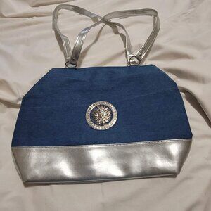 Preloved-Womens Denim and Silver Women's Handbag
